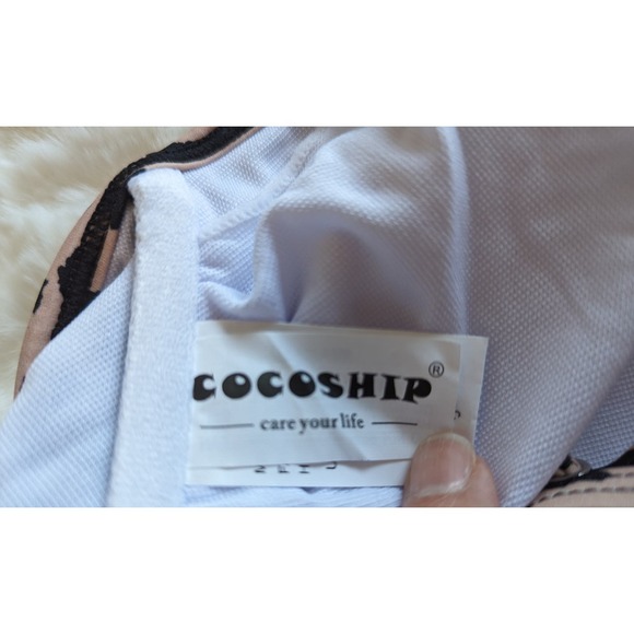 COCOSHIP Ruffled Hem Rusched Side Tankini Leopard Print Swim Suit Top Size L - Picture 8 of 12